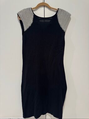 Ted Baker Black Cashmere Knit Dress with Silver Beaded Shoulders